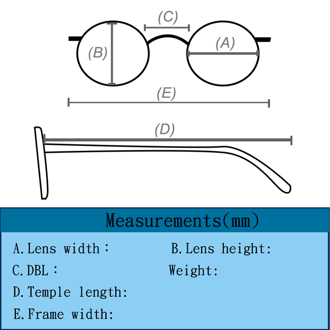眼鏡尺寸表